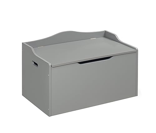 Badger Basket Kid's Wooden Toy Box and Storage Bench Seat with Safety Hinge - Gray