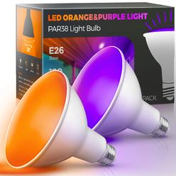 L LOHAS LED LOHAS Halloween Flood Light Bulbs, Orange Purple PAR38 LED Flood Light Outdoor 100W Equivalent, 15 Watt Colored Porch Light Bulb