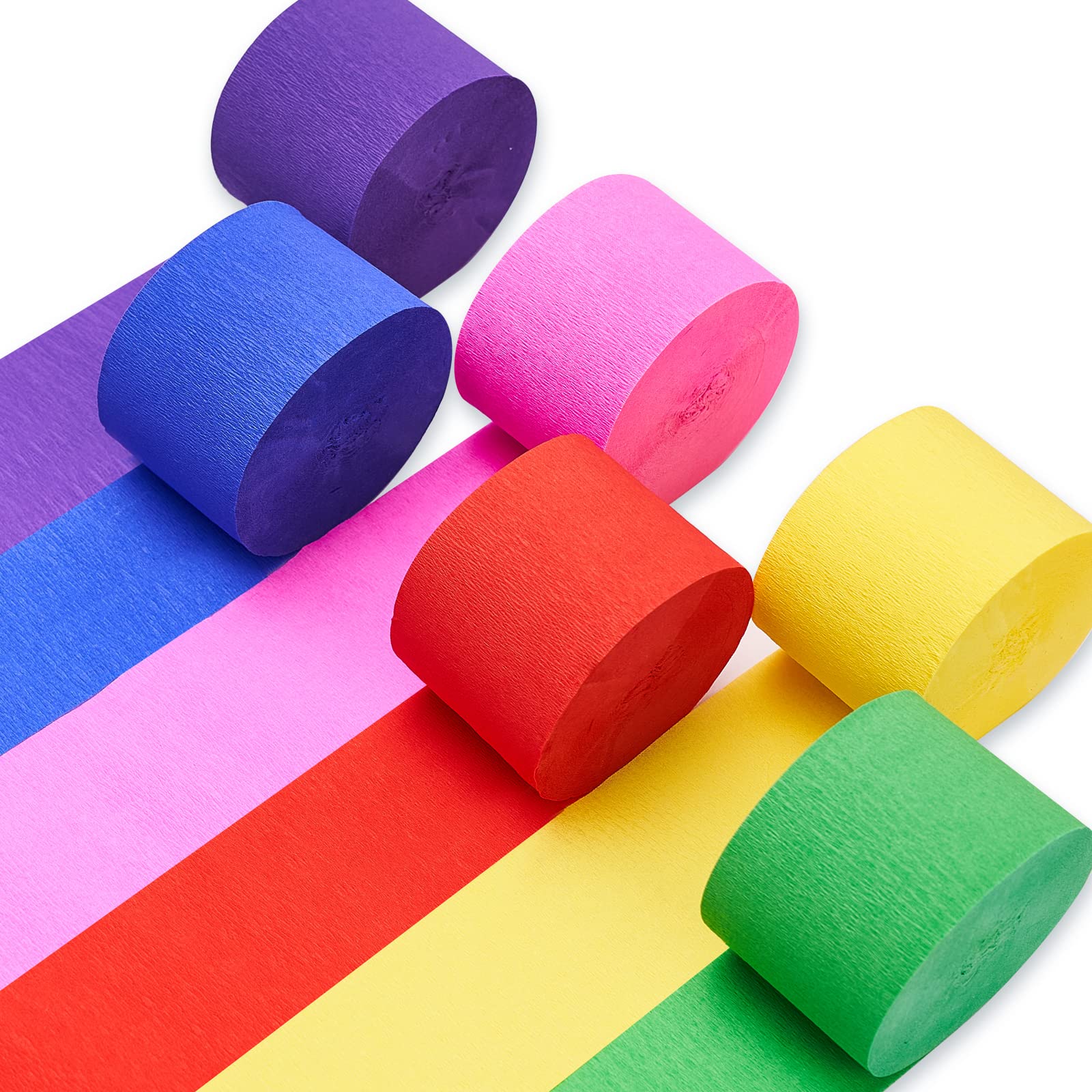 PartyWoo Crepe Paper Streamers 6 Rolls 492ft, Pack of Rainbow