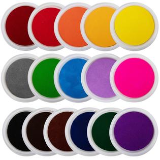 Biggun 7 Large Round Craft Ink Pads - 16 Colors Rainbow DIY Fingerprint Ink  Pad Stamps Partner Washable Color Painting Card Making Sta