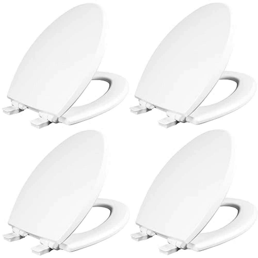 Mayfair 1847SLOW Kendall Slow-Close, Removable Wood Toilet Seat That Will Never Loosen, ELONGATED, White, 4-Pack