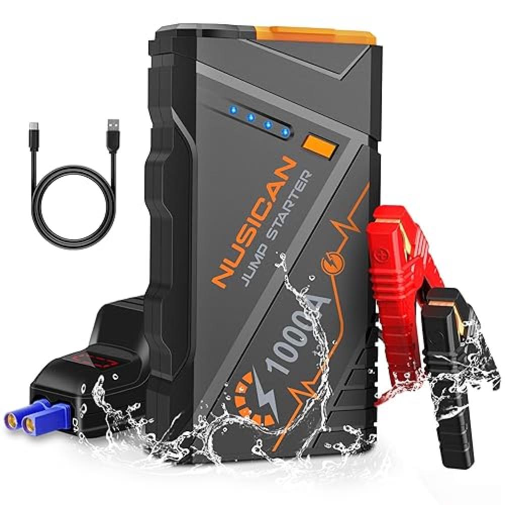 NUSICAN Car Jump Starter Portable, 1000A Peak 12800mAh 12V Auto Lithium Battery Booster for Up to 7L Gas or 5.5L Diesel Engine, 