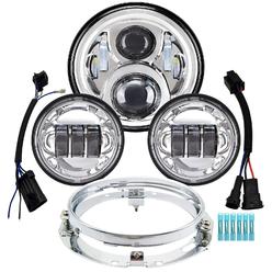 AlyoNed 7 inch Motorcycle LED Headlight 4.5" Fog Passing Lights DOT Kit Compatible with Harley Davidson Fat Boy Street Glide Her