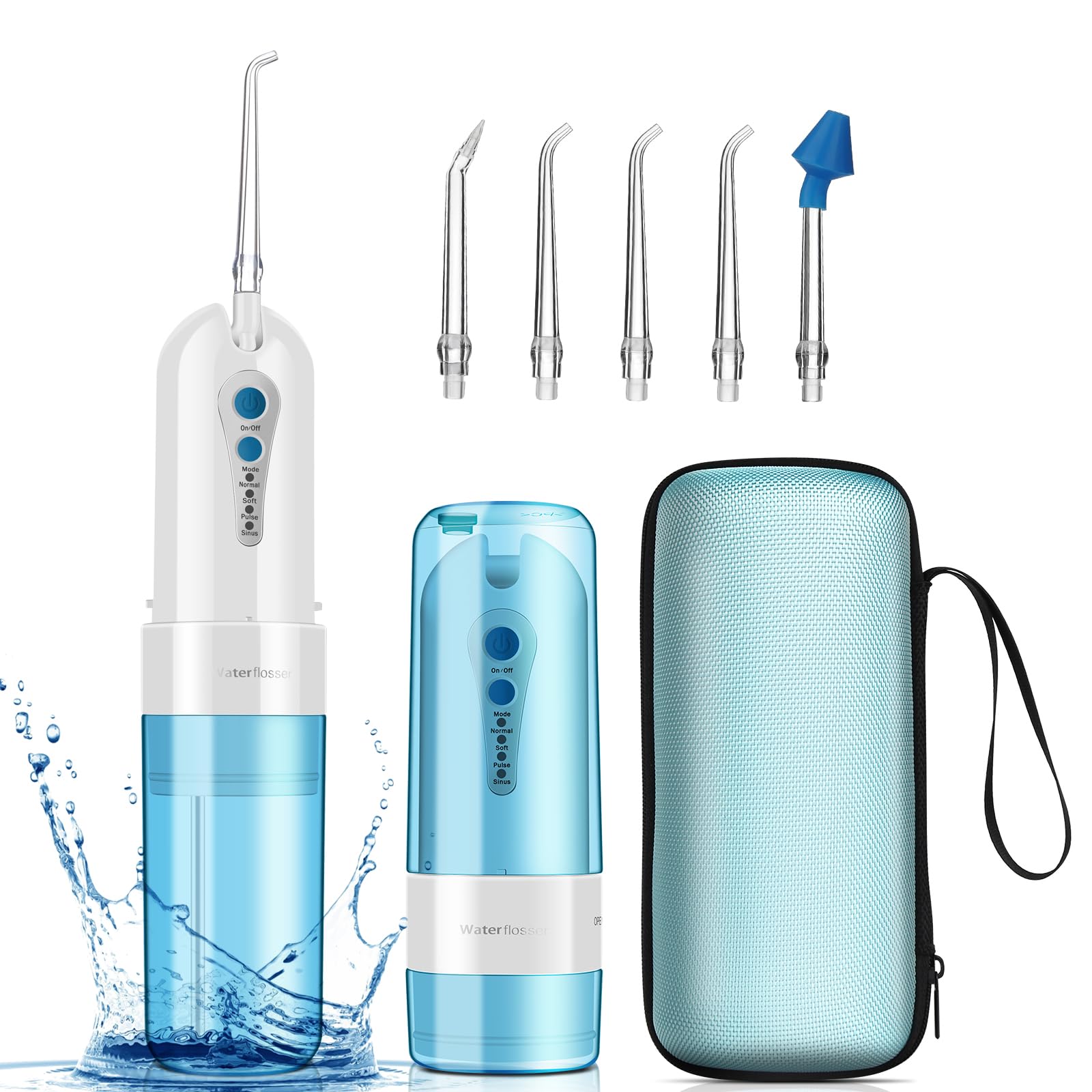 KOOVON Water Dental Flosser Cordless for Teeth, Portable Oral Irrigator Rechargeable Water Flosser for Teeth Cleaning with Travel Case,