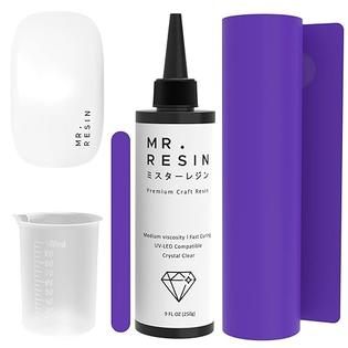 UV Resin Kit with Light - Mr. Resin (250g) Use for : Doming, Rock Painting, Molds, Keychain Making, Jewelry Making, Crystal Clear and Fast Curing
