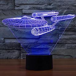 Smalody Night Lights 3D Optical Illusion Multi-Colored Change Touch Controlled Desk Lamp Battleship Bedside Lamp Christmas Gifts