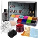 Wismee Face Paint Kit Sfx Makeup Special Effects Makeup Kit with Wound Scar  Wax, Fake Scab Blood, Makeup Spatula for Halloween C