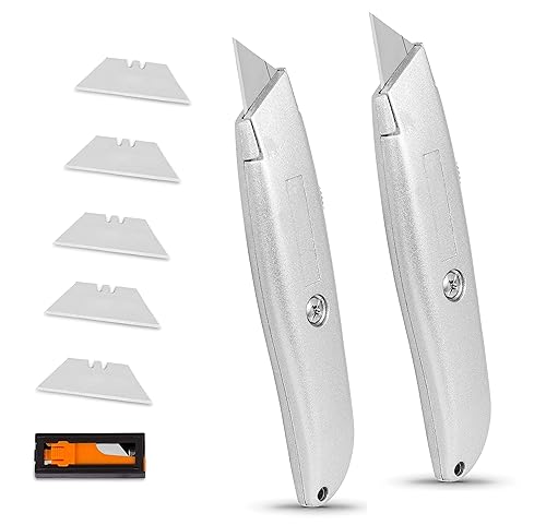 Internet's Best Utility Knife | Box Cutter | Set of 2 | Retractable blade | Full metal body | 2 Utility Knives included