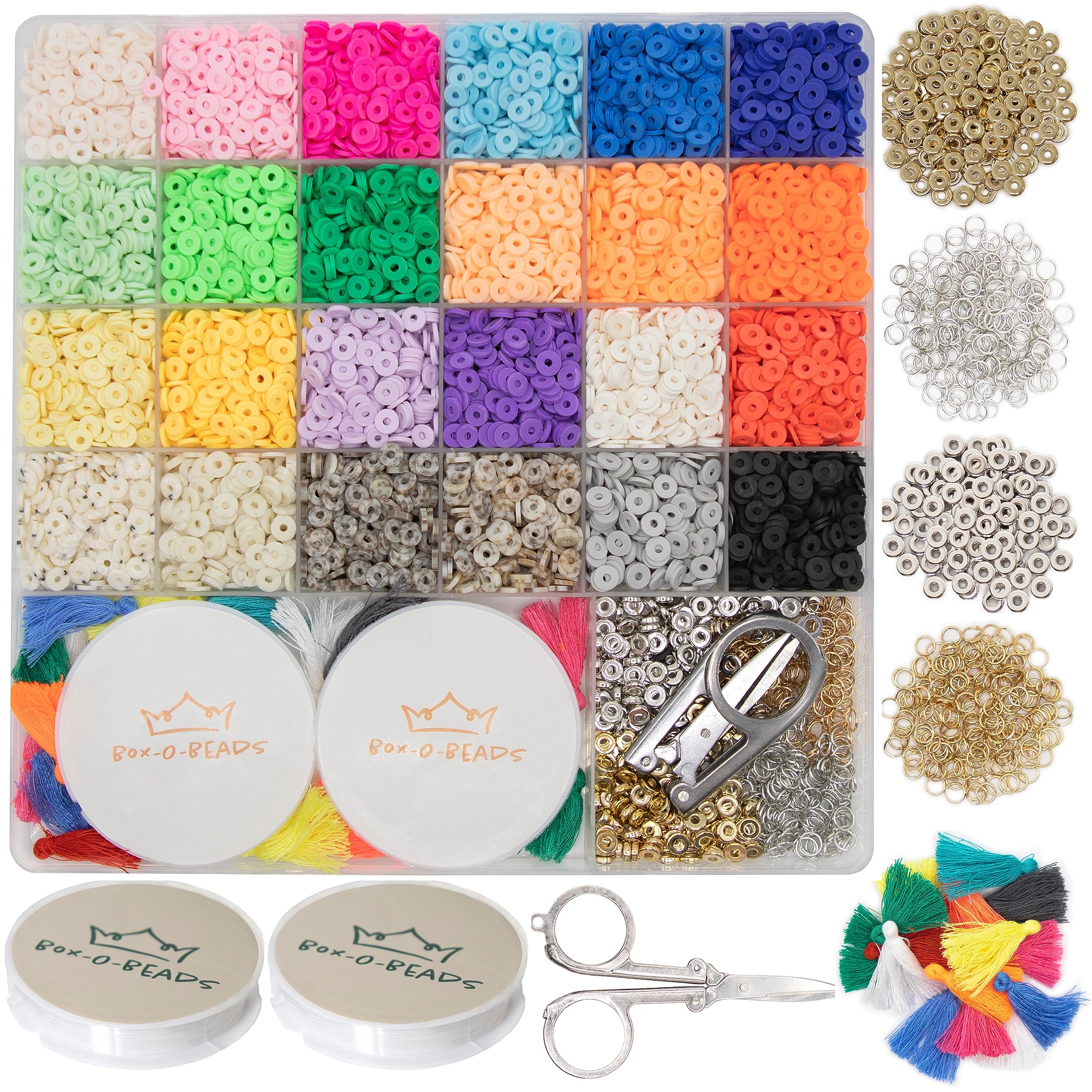 Felix LeChef Clay Beads Bracelet Making Kit by Box-O-Beads, 6000 Pcs Polymer Clay Heishi Beads for Bracelet & Jewelry Making, DIY Bracelet Ma