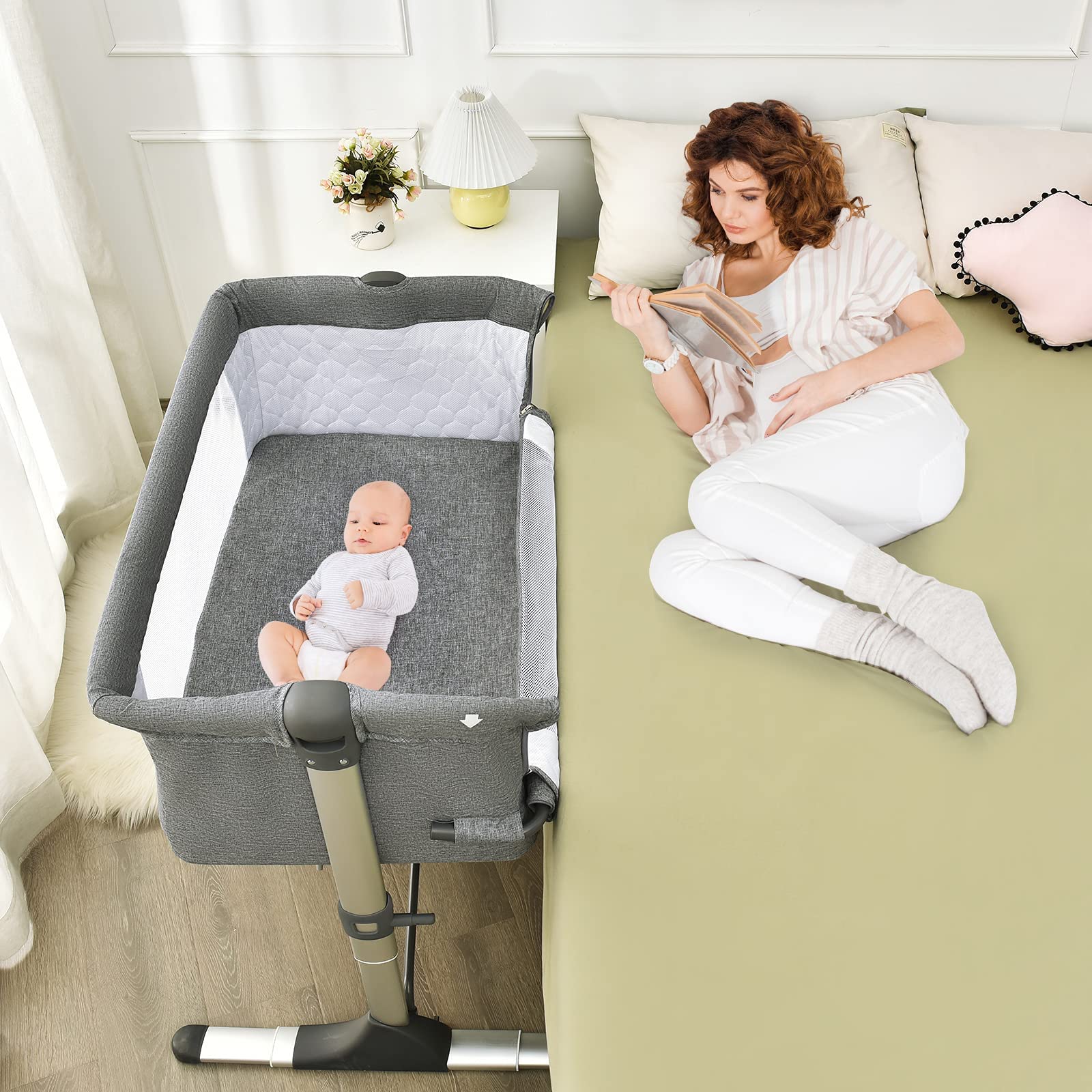 Baby Joy BABY JOY Baby Bedside Crib, Portable Travel Sleeper Bed