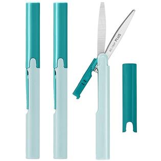 PLUS() SC-130P PLUS Pen Style Compact Twiggy Scissors with Cover 3-Pack  Turquoise