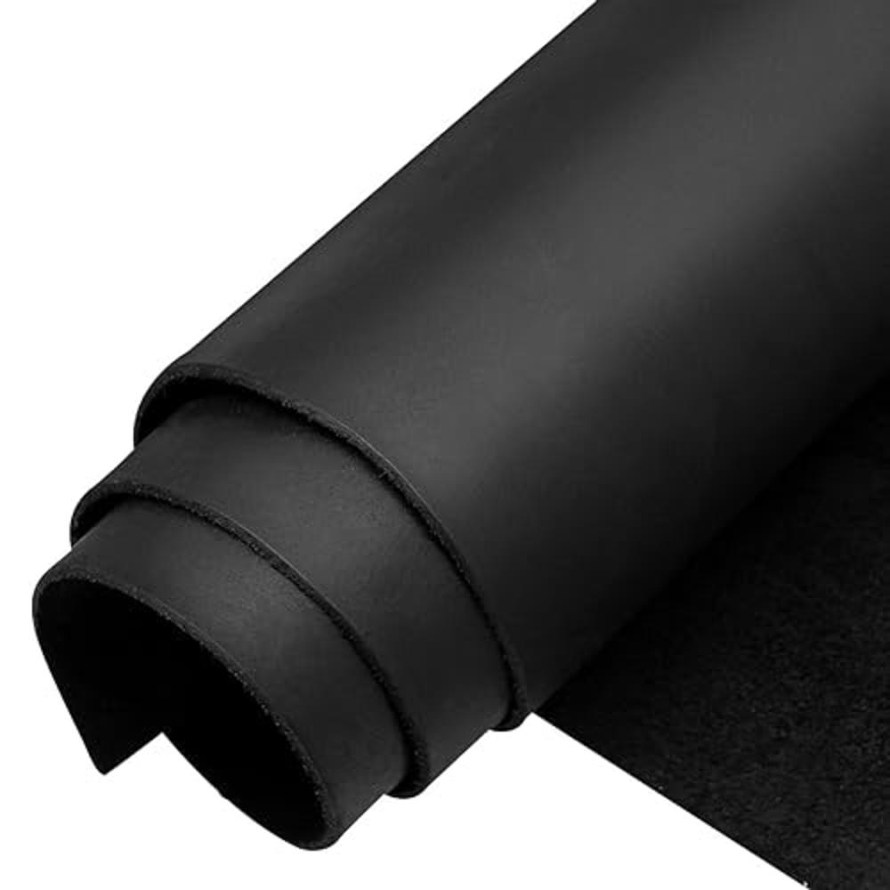 ingguise Black Leather Sheets for Crafts Tooling Leather Square 1.8-2.1mm Thick Full Grain Leather Pieces Genuine Cowhide Leather for Cra