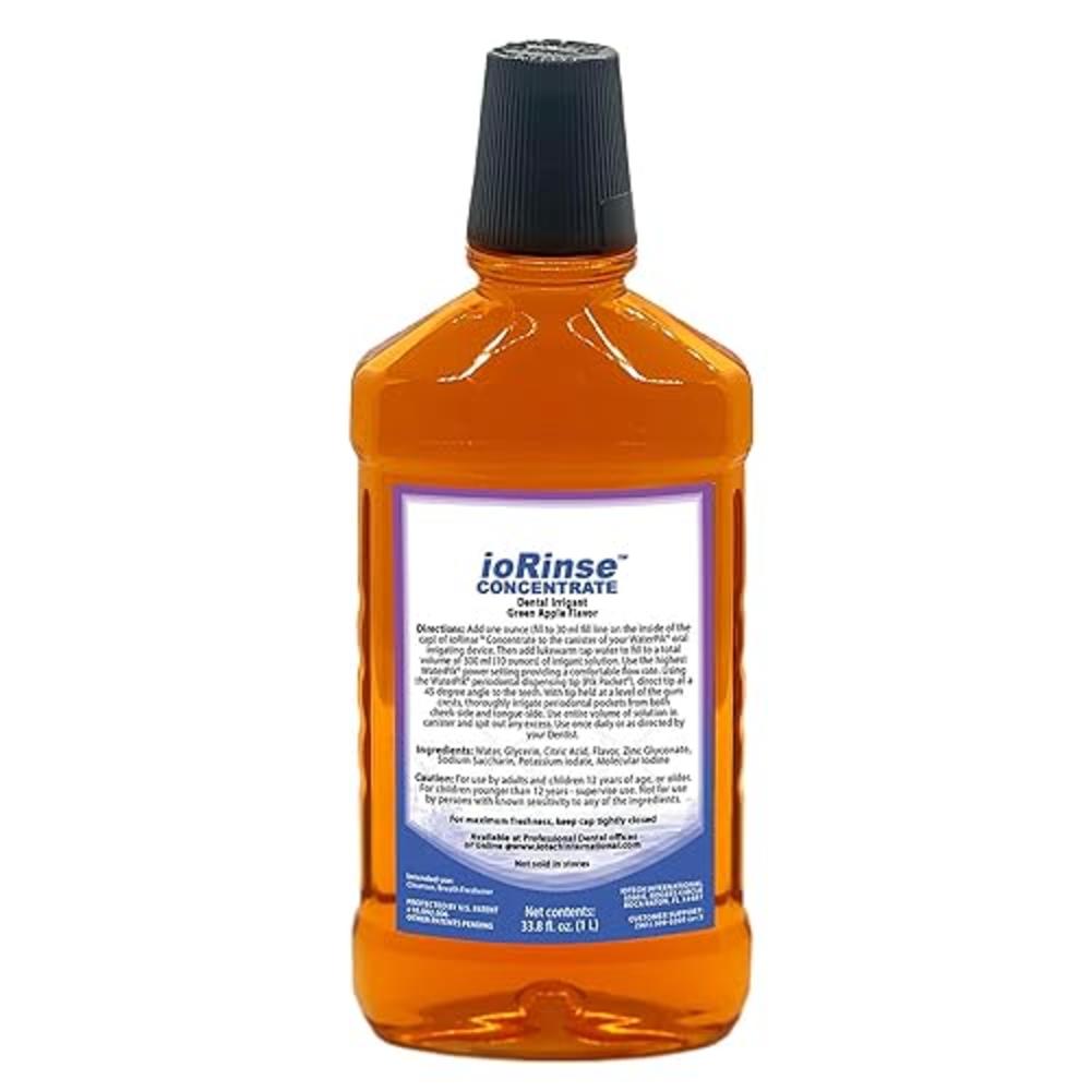 Iotech International ioRinse Concentrated Irrigant with Active Molecular Iodine, Alcohol-Free Dental Irrigant, for use with Waterpik Water Flossers, 
