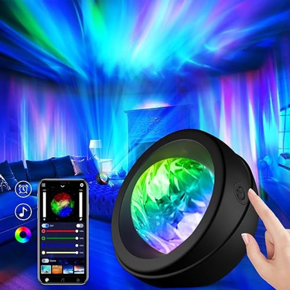 RUISHINE Light Projector, Galaxy Projector for Bedroom Northern Lights Aurora Projector with Timer, APP Control Night Light Gift for Kids
