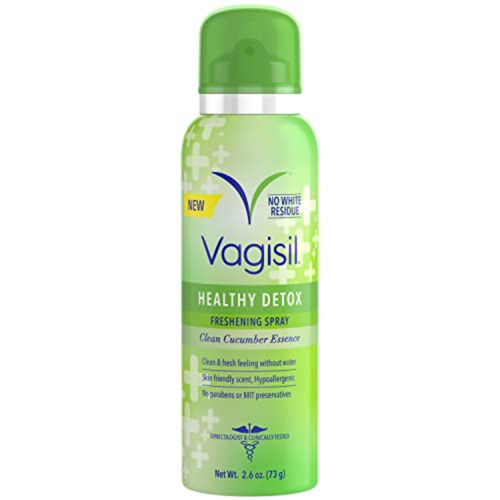 Vagisil Healthy Detox Freshening Spray for Feminine Hygiene, Gynecologist Tested, Paraben Free, Clean Cucumber Essence, 2.6 oz (