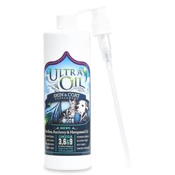 Ultra Oil Skin & Coat Supplement Ultra Oil Skin and Coat Supplement for Dogs and Cats with Hemp Seed Oil, Flaxseed Oil, Grape Seed Oil, Fish Oil for Relief from 