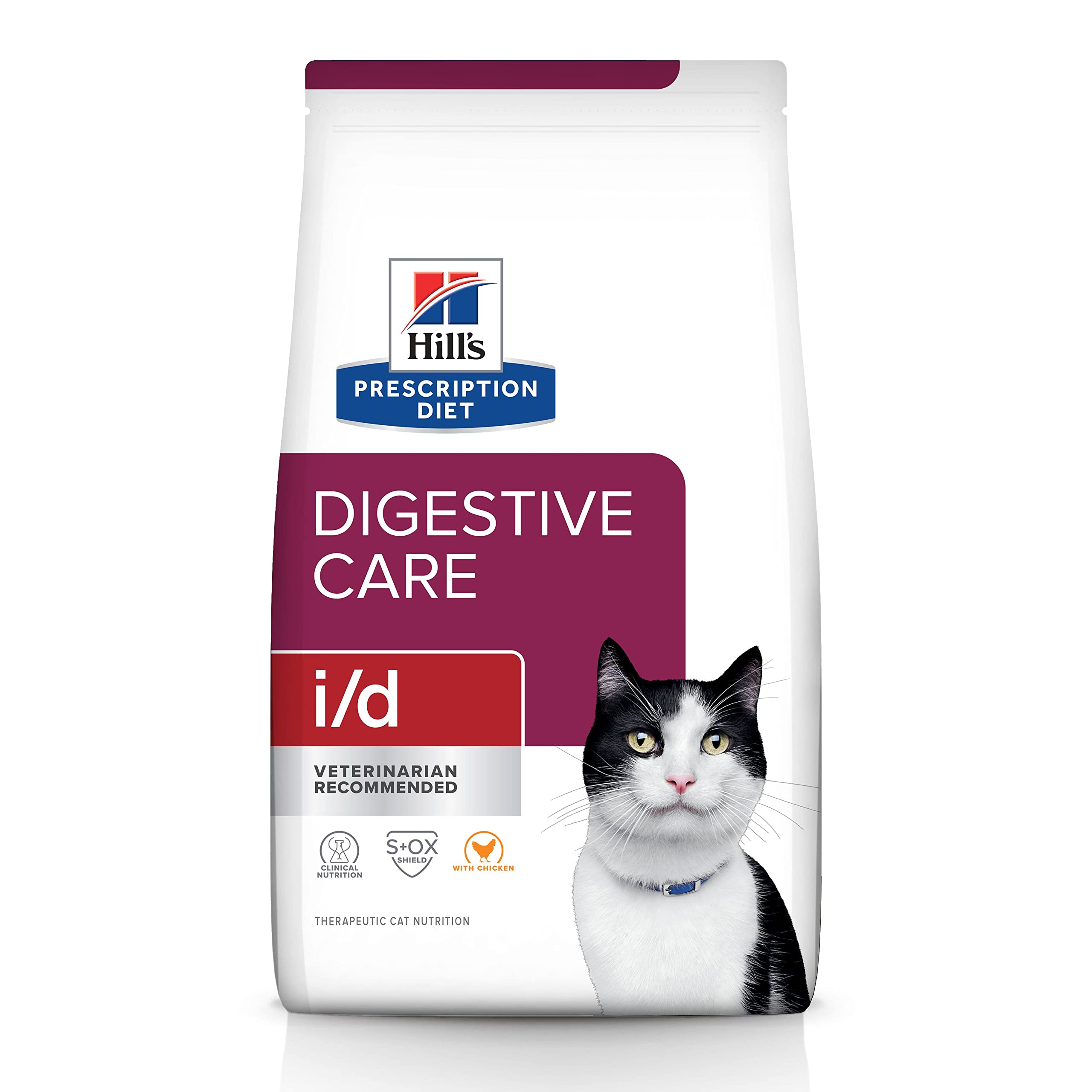 Hill's Prescription Diet i/d Digestive Care Chicken Flavor Dry Cat Food, Veterinary Diet, 4 lb. Bag