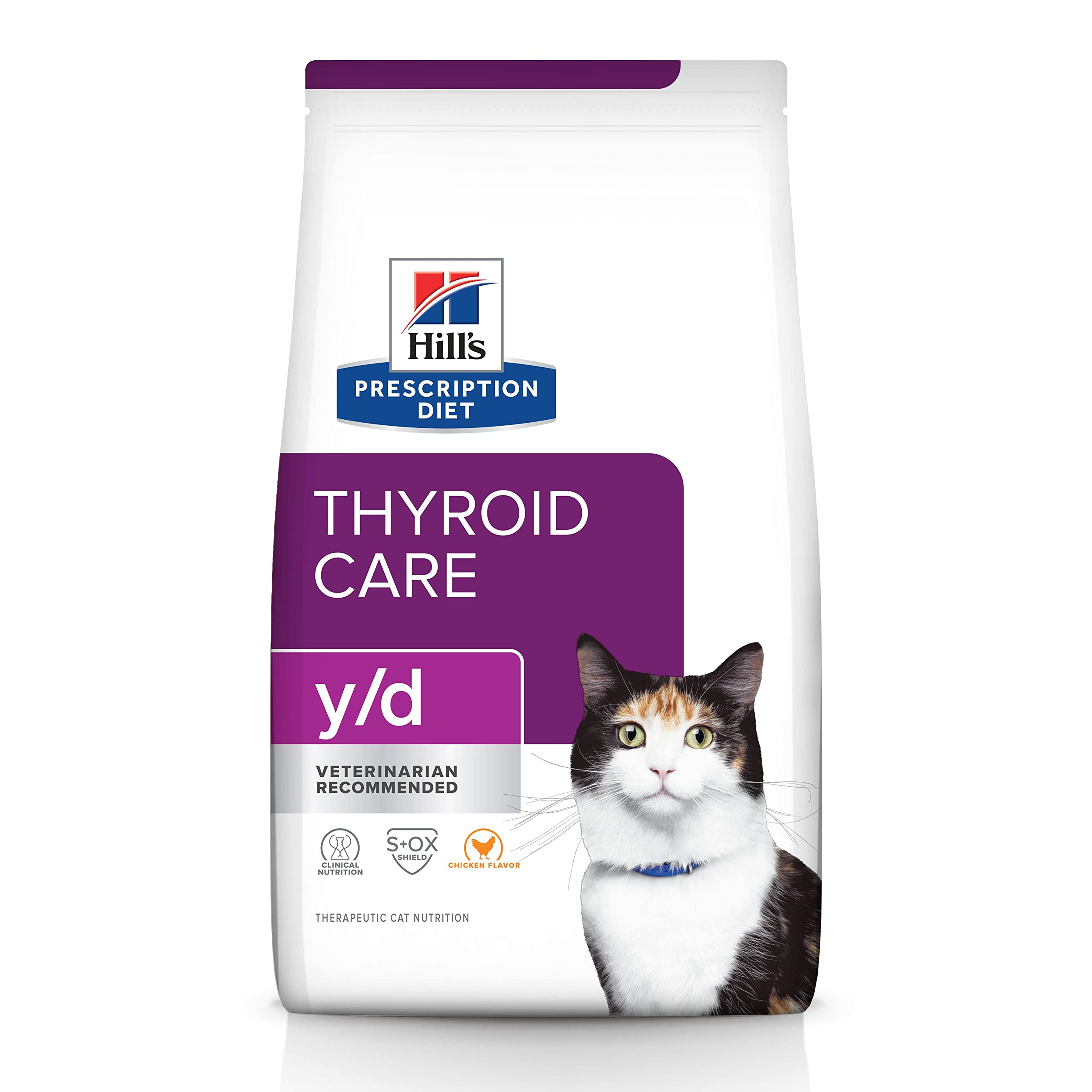 Hill's Prescription Diet y/d Thyroid Care Dry Cat Food, Veterinary Diet, 8.5 lb. Bag