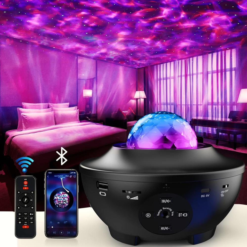 SunBox Star Projector Sunbox 3 in 1 Galaxy Night Light Projector with Remote Control,Music Speaker&Timer, Starry Light Projector for Be