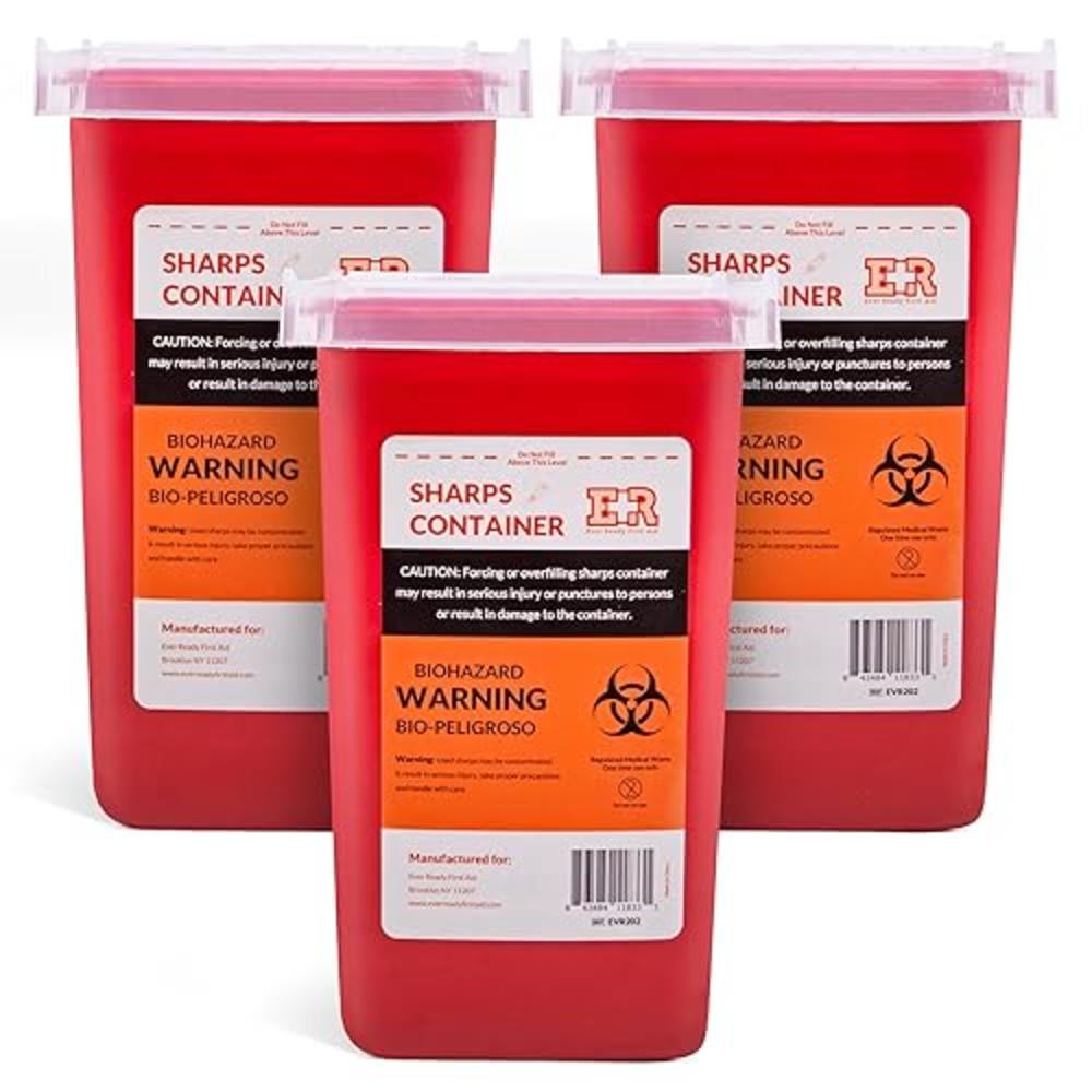 Ever Ready First Aid Sharps Container with Split Lid Design and Locking ...