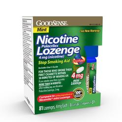 GoodSense Mini Nicotine Polacrilex Lozenge, 4 mg (nicotine), Stop Smoking Aid, Mint Flavor; quit smoking with mint nicotine loze