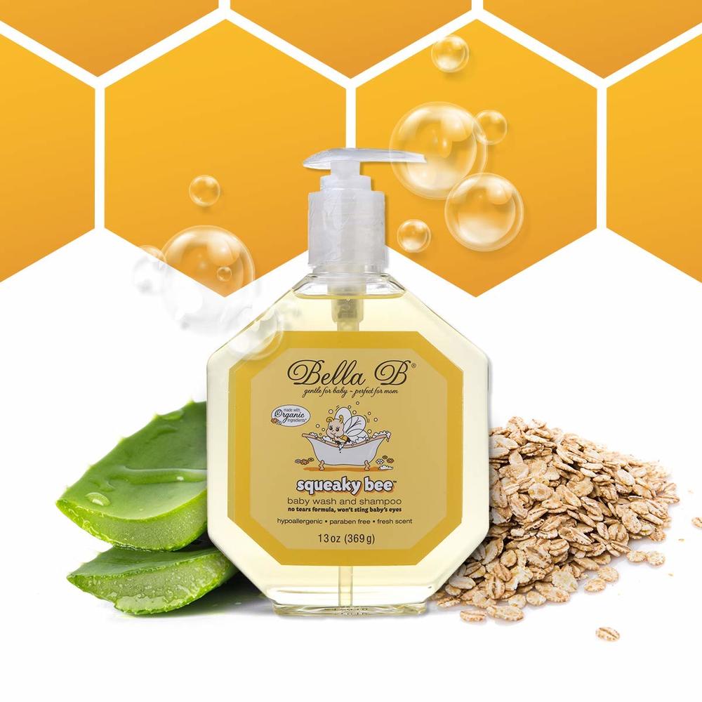 BELLA B Squeaky Bee Bodywash and Shampoo 13 oz - Baby Body Wash And Shampoo - Baby Bath Wash - Organic Body Wash - Natural Body 