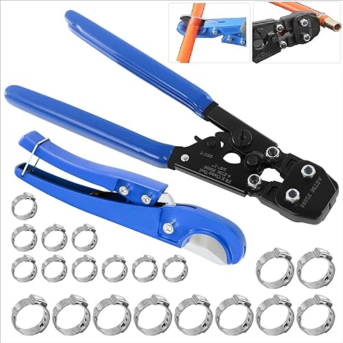 CHEN CHEN HAO PEX Pipe Clamp Cinch Tool Crimping Tool Crimper for Stainless Steel Clamps from 3/8-inch to 1-inch with 1/2-inch 10PCS and 3/4-i