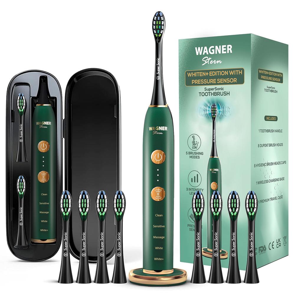 Wagner Stern WHITEN+ Edition. Smart Electric Toothbrush with Pressure Sensor. 5 Brushing Modes and 3 Intensity Levels, 8 Dupont 