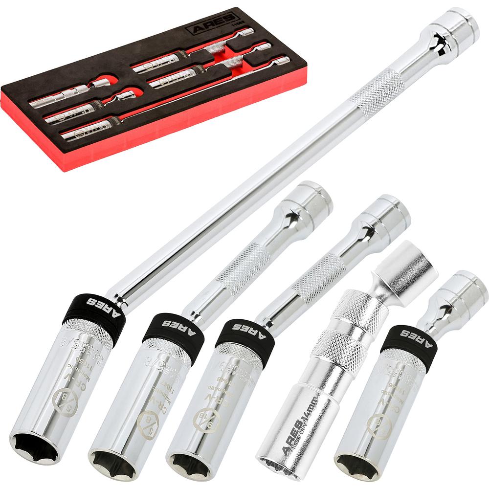 ARES 11052-5-Piece Magnetic Swivel Spark Plug Socket Set - 14mm Thin ...