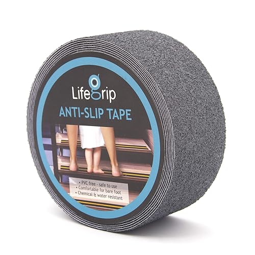 LifeGrip Stay on Track LifeGrip Anti Slip Safety Tape, Non Slip Stair Tread, Textured Rubber Surface, Comfortable for Bare Foot, 2 inch X 15 Foot, Grey