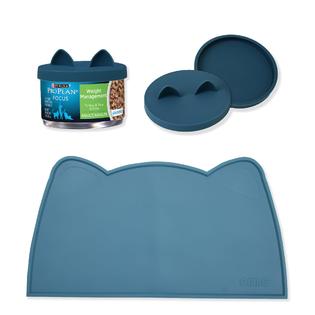 Ohmo OHMO Cat Food Mat and One Small Food Can Cover Lid, Silicone Pet  Feeding Mat for Floor Non-Skid Waterproof Dog Water Bowl Tray