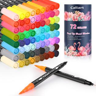 Caliart 72 Double Tip Brush Pens Art Markers, Artist Fine & Brush