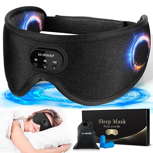 LC-dolida Sleep Headphones, White Noise Bluetooth Sleep Mask 3D Wireless Timing Eye Mask for Sleeping, Sleep Mask with Bluetooth