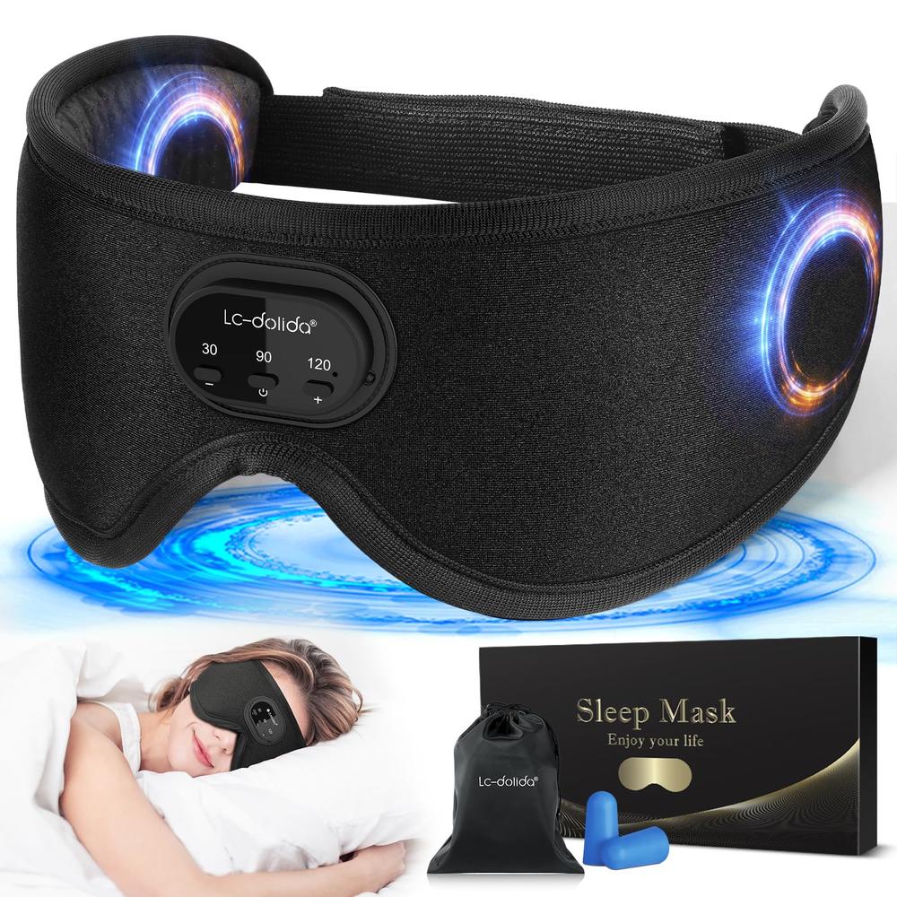 LC-dolida Sleep Headphones, White Noise Bluetooth Sleep Mask 3D Wireless Timing Eye Mask for Sleeping, Sleep Mask with Bluetooth
