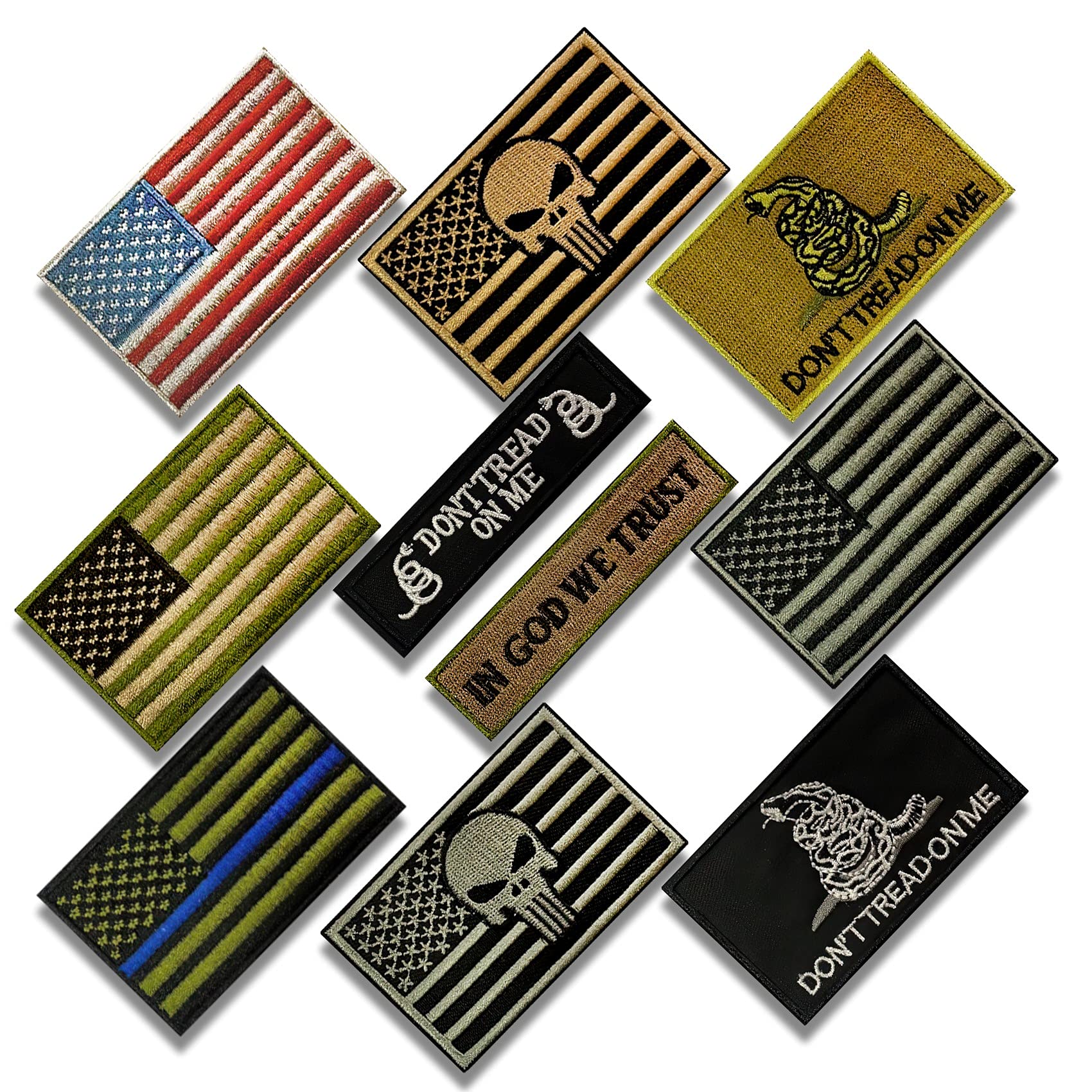Eybros American Flag Patch, 10 Bundle-Set, Tactical Morale Military Patches  of USA US for Backpacks Hat Army Gears Etc