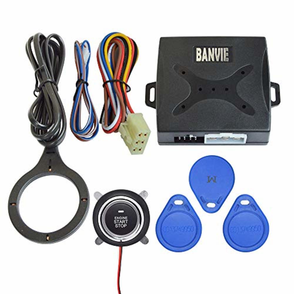 BANVIE Car Alarm System RFID Push Engine Start Button & Keyless Go System for Vehicle Anti-Thief Double Layer Start Protection