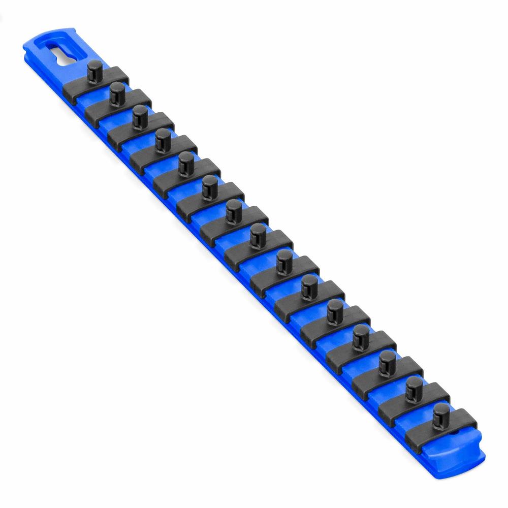 Ernst Manufacturing ERNST 13-Inch Socket Rail Organizer with 15 1/4-Inch Twist Lock Clips, Blue (8417-Blue-1/4)