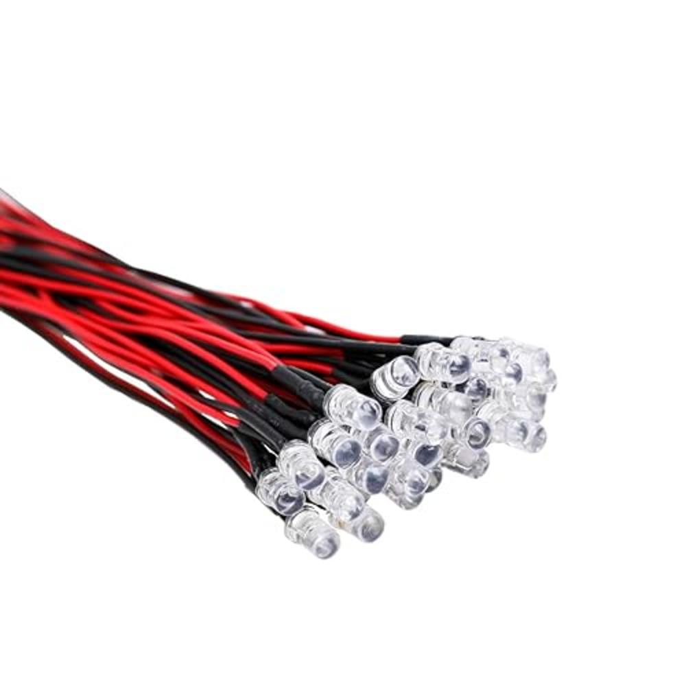 EDGELEC 30pcs 12 Volt 5mm Red LED Lights Emitting Diodes Pre Wired 7.9 ...
