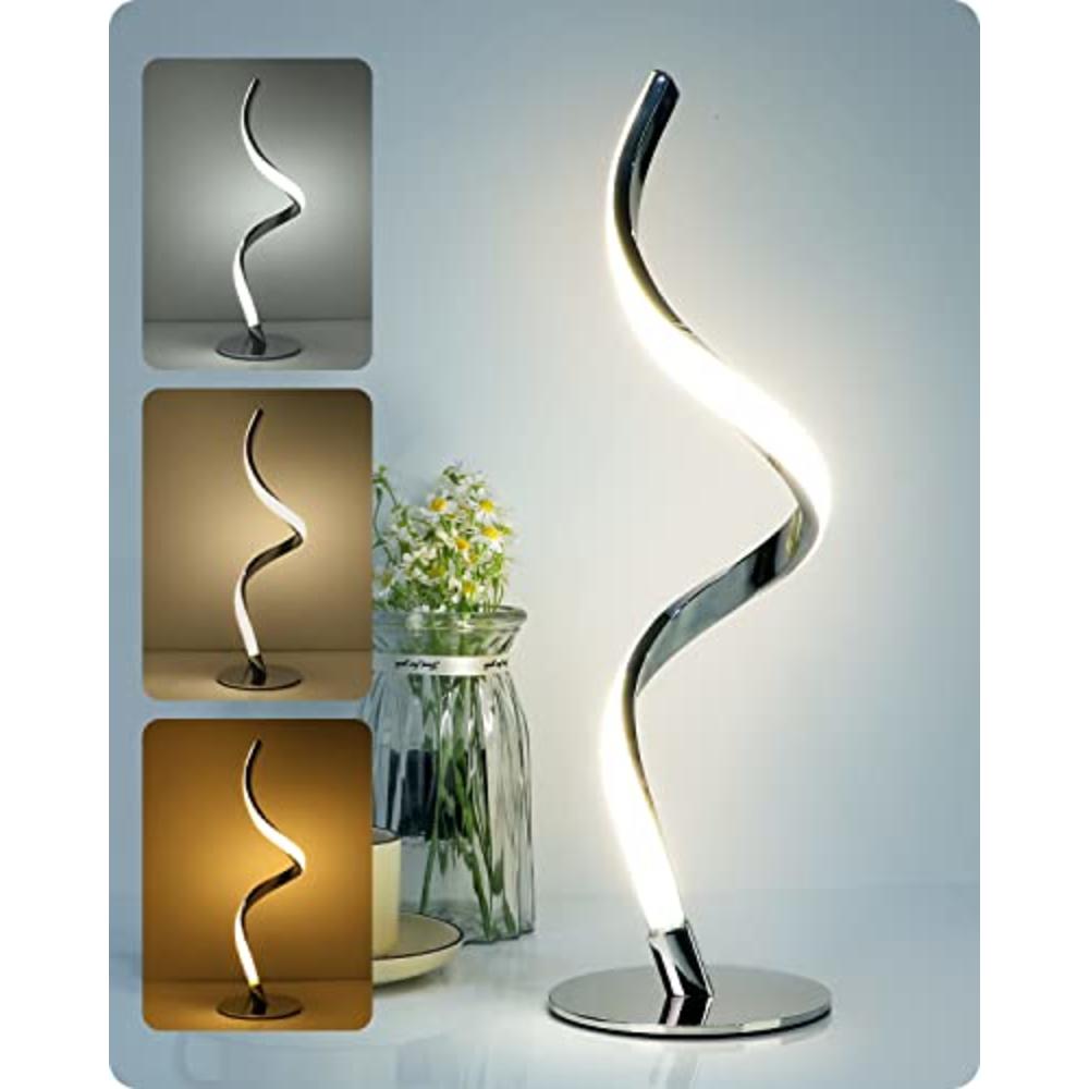 Yarra-Decor Modern Spiral Bedside Lamp - 3 Colors Touch Control LED Table Lamp, Stepless Dimmable Nightstand Lamps for Bedroom L