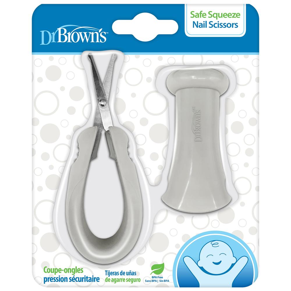 Dr. Brown's Safe Squeeze Nail Scissors with Rounded Blade Tip and 100% Silicone Handle for Infant & Baby