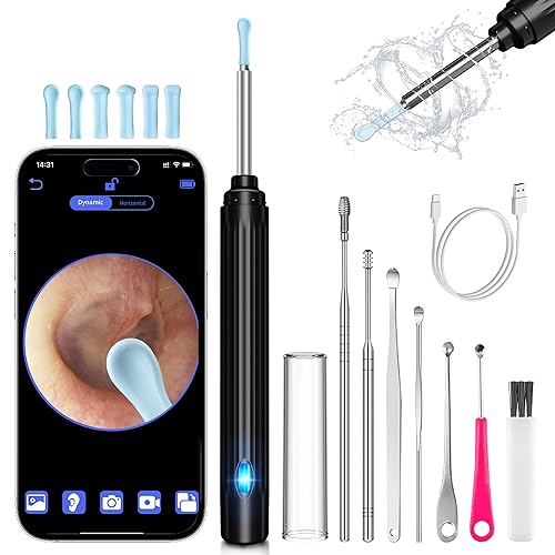 HaYiue Ear Wax Removal, Ear Cleaner, Ear Wax Removal Tool with 1269P, Ear Camera Otoscope with Light, Ear Cleaning Kit for iPhone, iPad