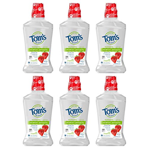 Tom's of Maine Children's Anticavity Fluoride Rinse Mouthwash, Silly Strawberry, 16 Fl Oz (Pack of 6) (Packaging May Vary)