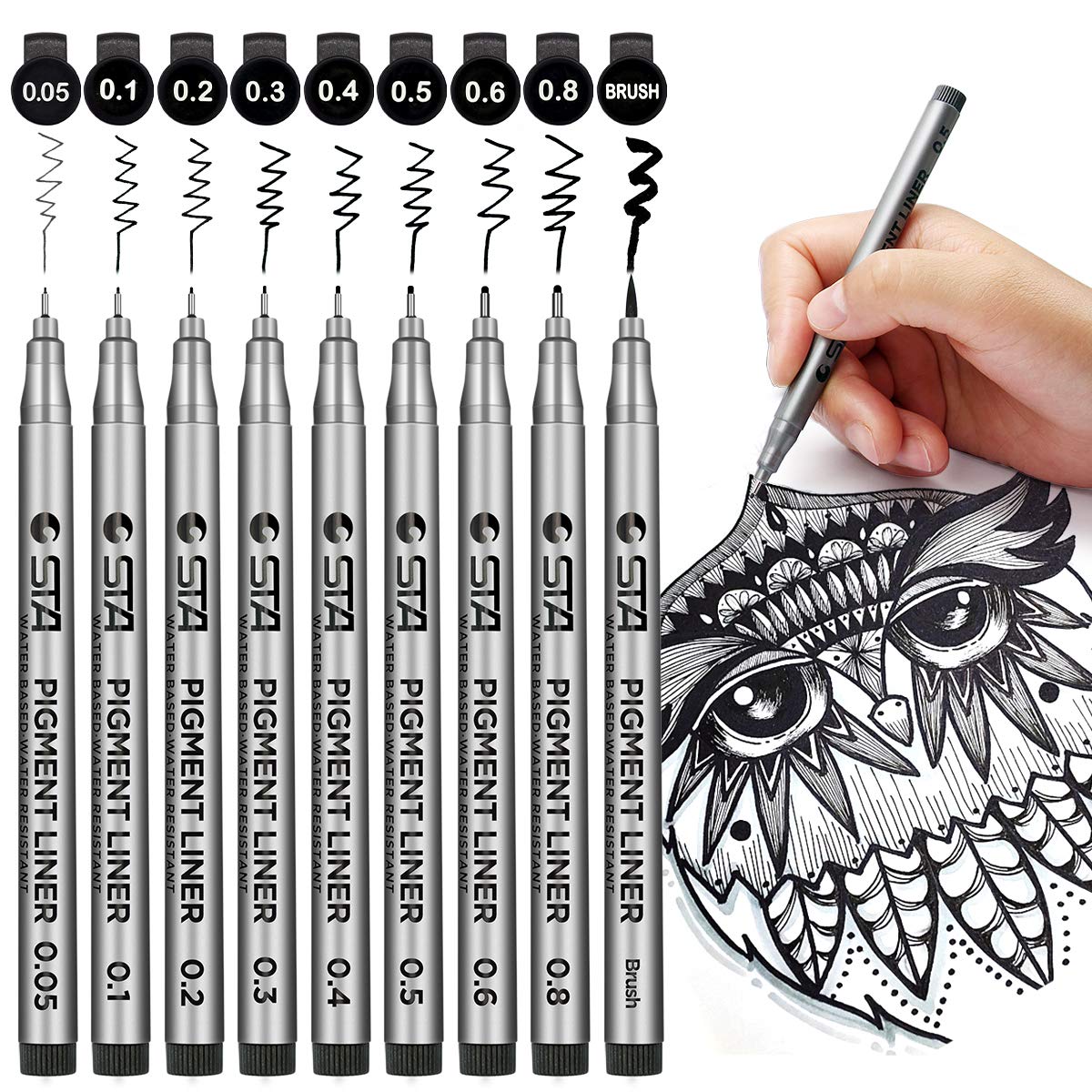 Brusarth Precision Black Micro-Pen Fineliner Ink Pens, Waterproof