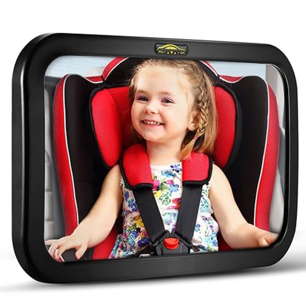 DARVIQS Baby Car Mirror, DARVIQS Seat Safely Monitor Infant Child in Rear Facing Seat, Wide View Shatterproof Adjustable Acrylic 360°for