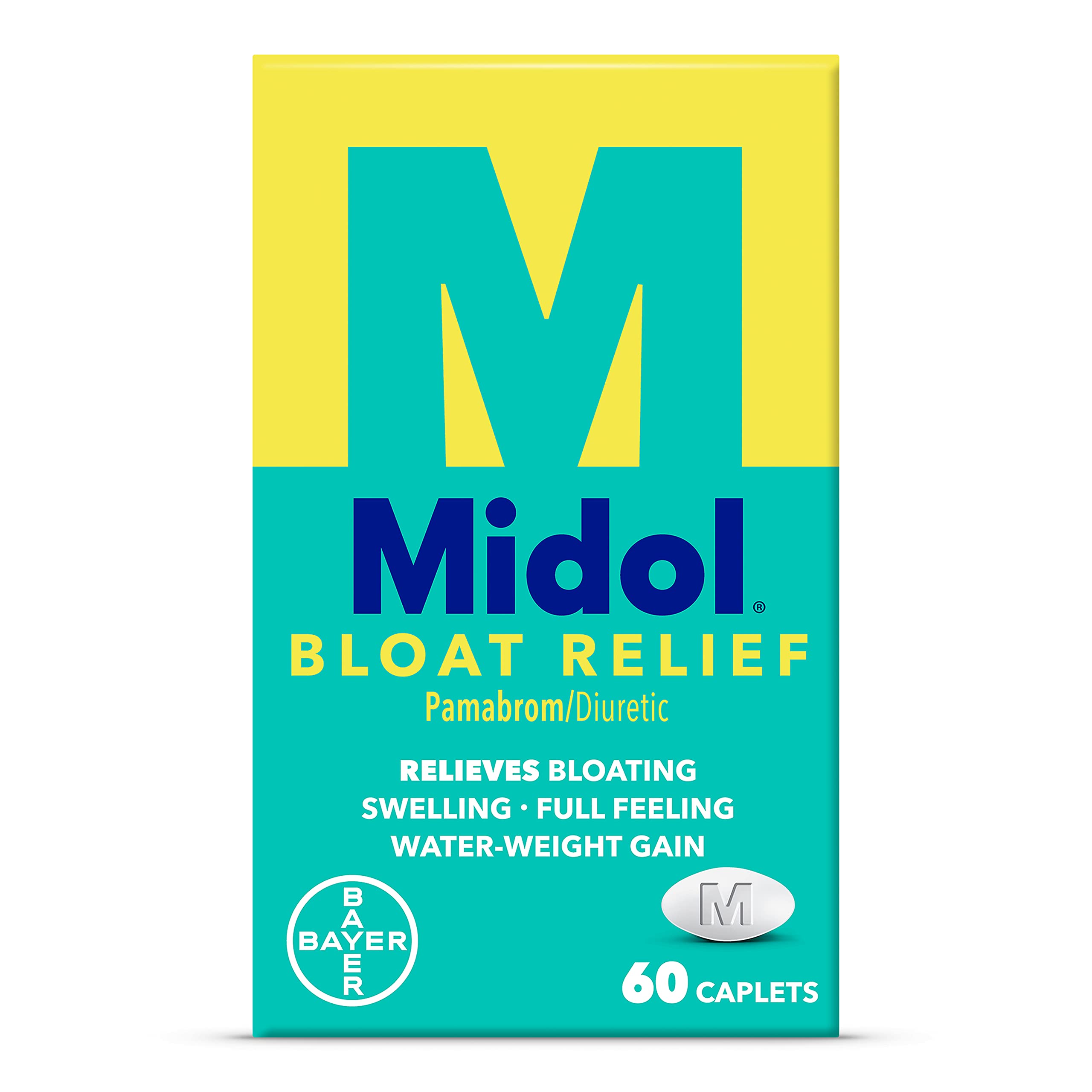 Midol Bloat Relief Caplets 60ct: Midol Bloat Relief Caplets with Pamabrom, Relieve Bloating Symptoms Before and During Your Peri