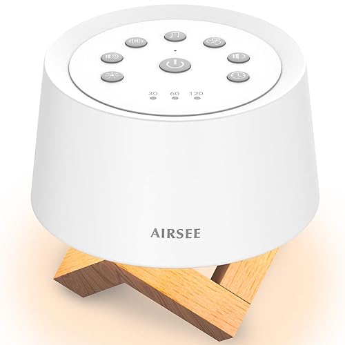 AIRSEE Sound Machine White Noise Machine with Baby Night Light Built-in 31 Soothing Sounds with Timer & Memory Features for Bett