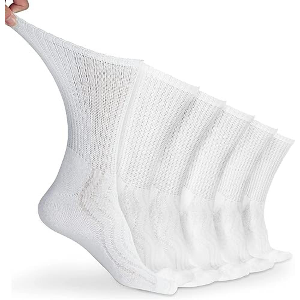 LIN Diabetic Socks for Men & Women, Non-Binding Circulatory Extra Wide Top Socks, Edema Neuropathy Lymphedema, 4,6,12 Pairs