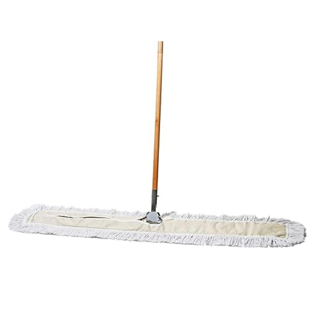 Tidy Tools Commercial Dust Mop & Floor Sweeper, 48 in. Dust Mop for Hardwood Floors, Cotton Reusable Dust Mop Head, Wooden Broom