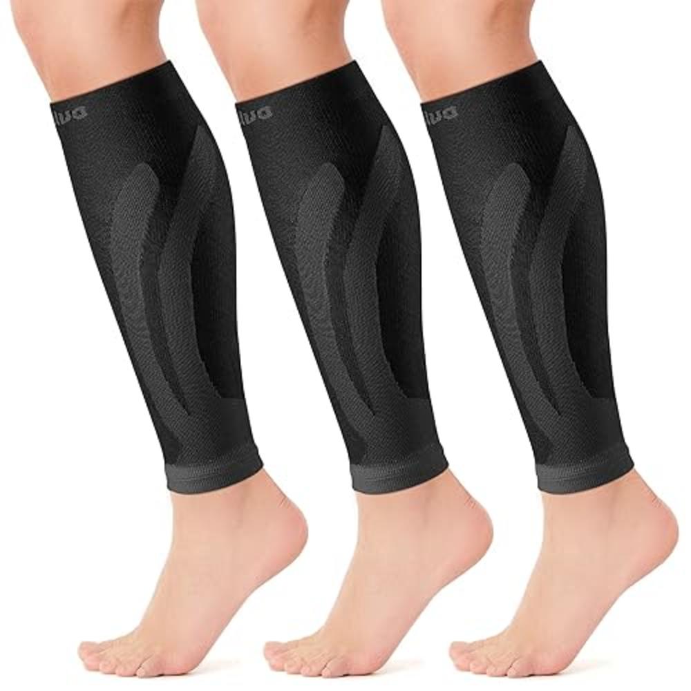 CAMBIVO 3 Pairs Calf Compression Sleeve for Women and Men, Leg Sleeve Brace for Shin Splints Pain Relief, Footless Compression S
