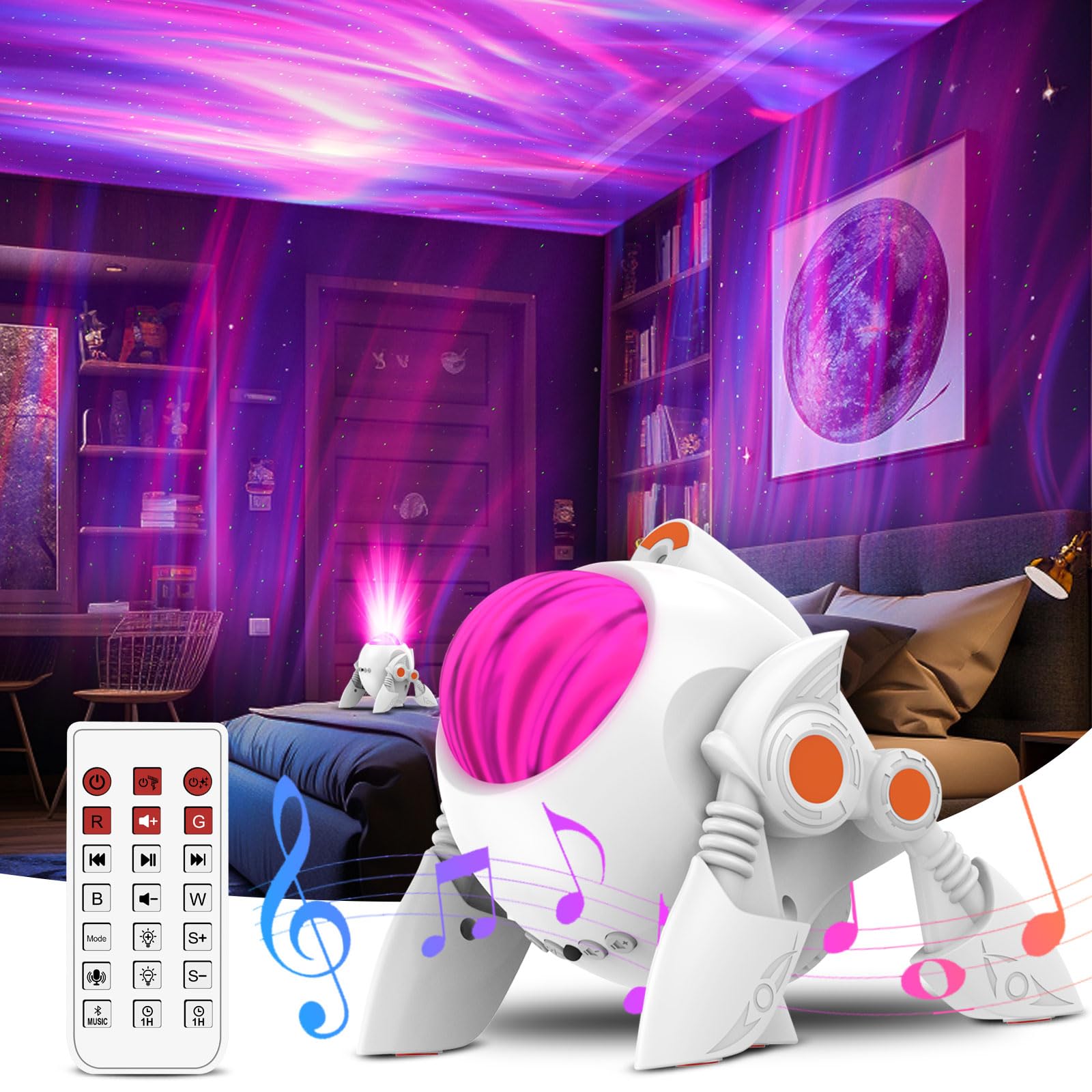 YOVAKO Star Projector Galaxy Light, Galaxy Projector for Bedroom, Space Buddy Light Projector with 29 Light Effects, Timer and R